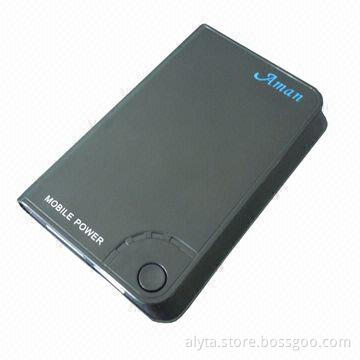 Portable Power Source/Bank, 6,000mAh, Aluminum Alloy Shell, 5V DC, 4.5W, 9-hour Supply
